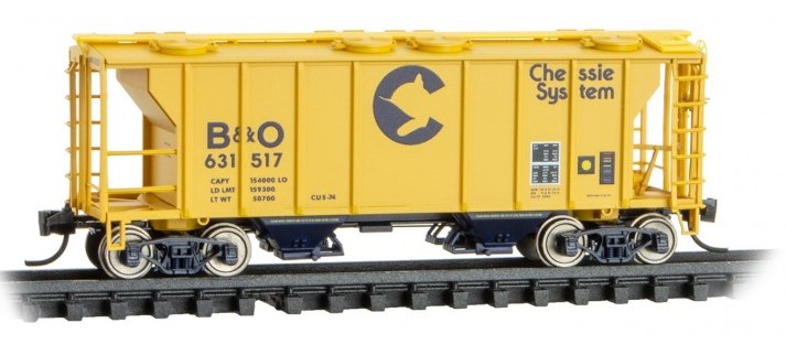 Micro Trains Line N 095 00 091 PS-2 2-Bay Covered Hopper Chessie System B&O #631517