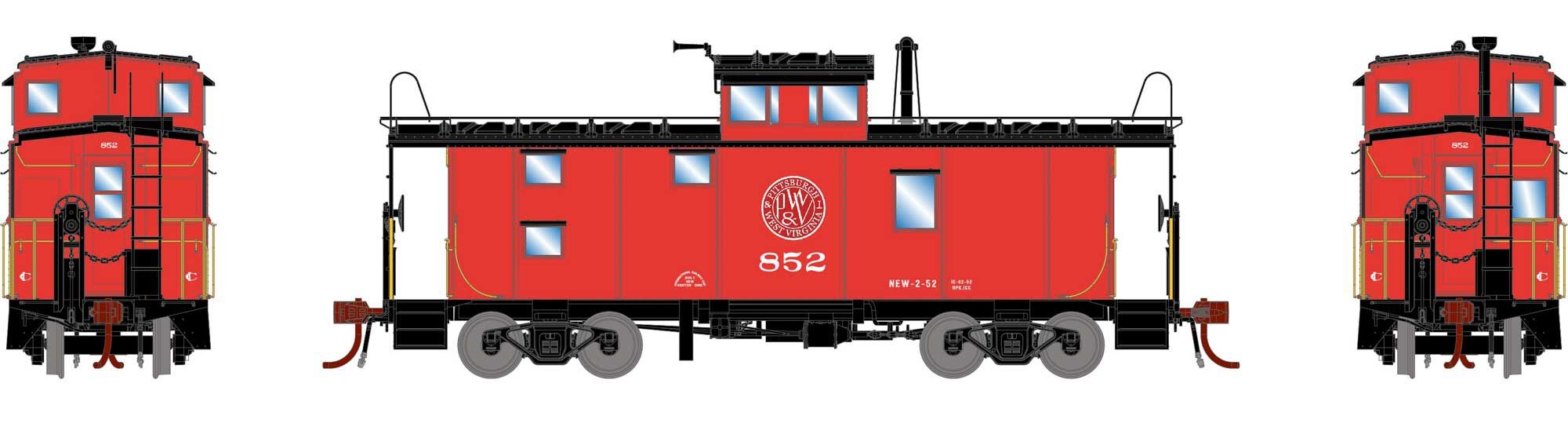 Athearn Genesis HO ATHG78586 DCC/NCE Decoder Equipped ICC Caboose with Lights Pittsburgh & West Virginia P&WV #852