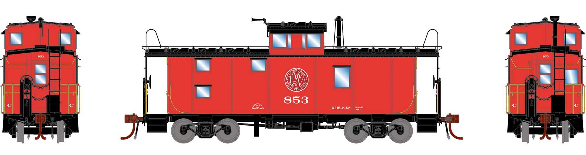 Athearn Genesis HO ATHG78587 DCC/NCE Decoder Equipped ICC Caboose with Lights Pittsburgh & West Virginia P&WV #853