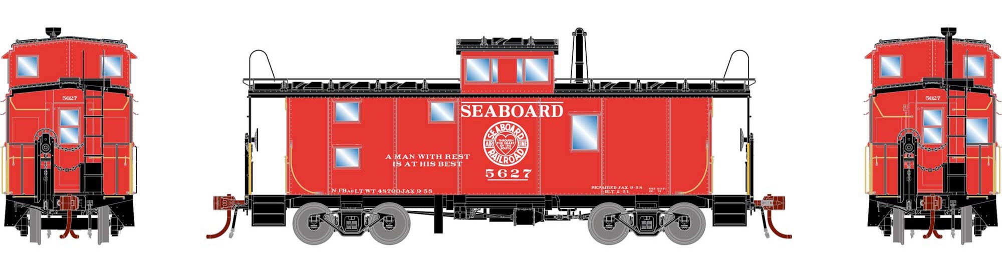 Athearn Genesis HO ATHG78588 DCC/NCE Decoder Equipped ICC Caboose with Lights Seaboard SAL #5627