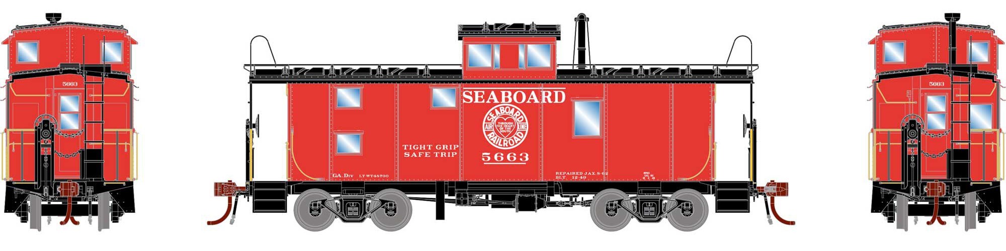 Athearn Genesis HO ATHG78591 DCC/NCE Decoder Equipped ICC Caboose with Lights Seaboard SAL #5663