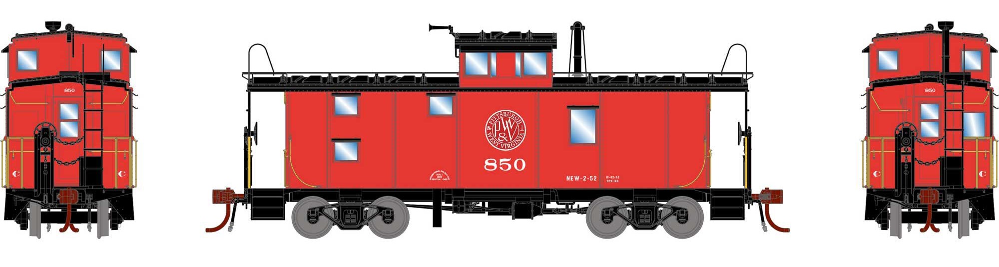 Athearn Genesis HO ATHG78385 DCC/Tsunami Soundcar Equipped ICC Caboose with Lights & Sound Pittsburgh & West Virginia P&WV #850