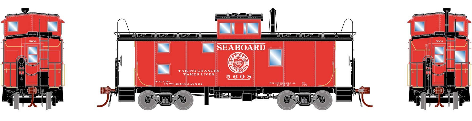 Athearn Genesis HO ATHG78390 DCC/Tsunami Soundcar Equipped ICC Caboose with Lights & Sound Seaboard SAL #5608