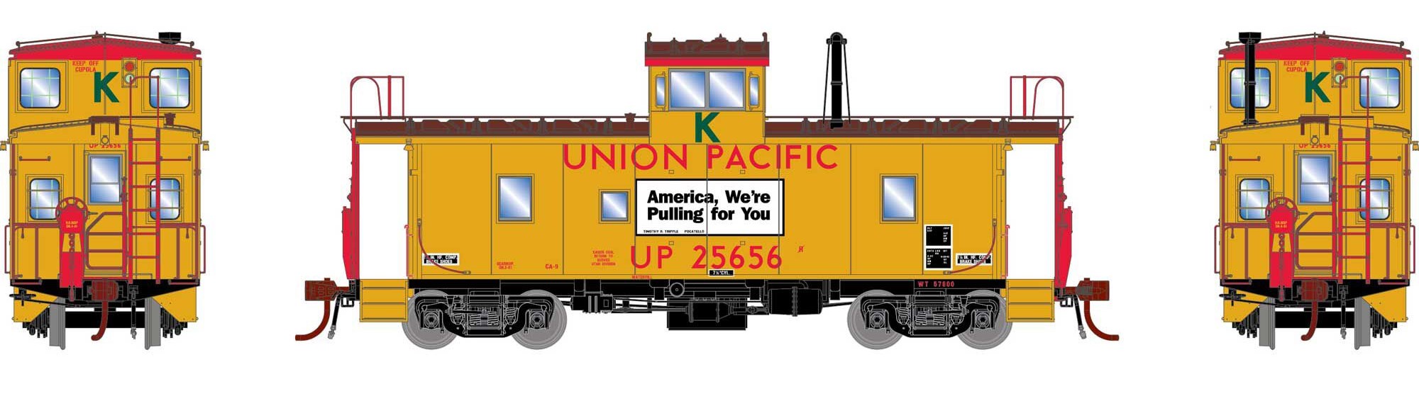 Athearn Genesis HO ATHG79032 DCC/Tsunami Soundcar Equipped ICC Caboose with Lights & Sound Union Pacific CA-9 Class UP #25656