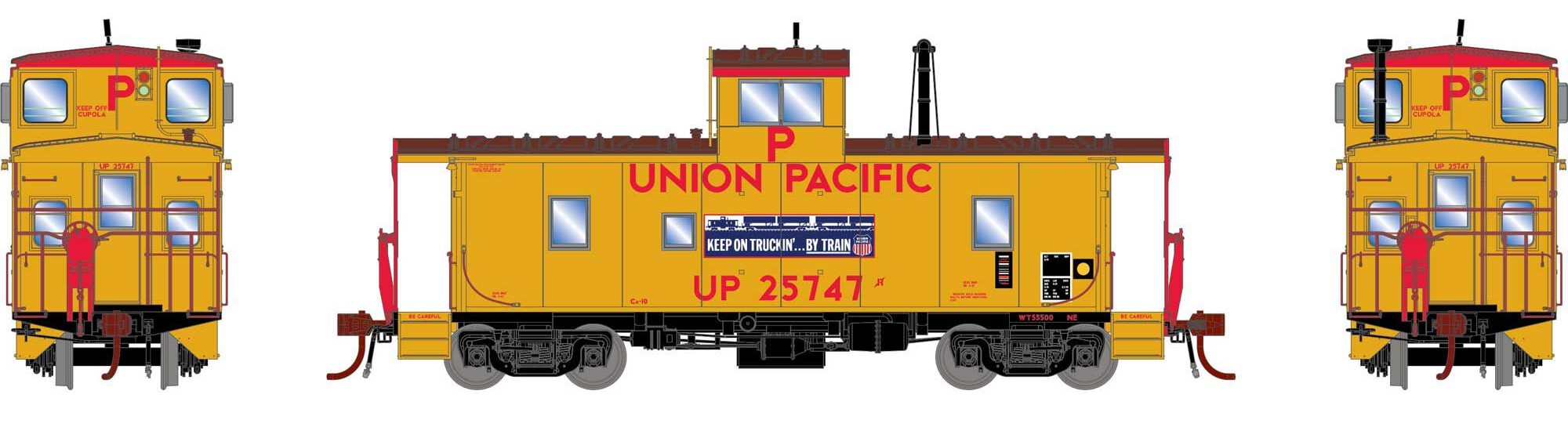 Athearn Genesis HO ATHG79039 DCC/Tsunami Soundcar Equipped ICC Caboose with Lights & Sound Union Pacific Class CA-10 UP #25747