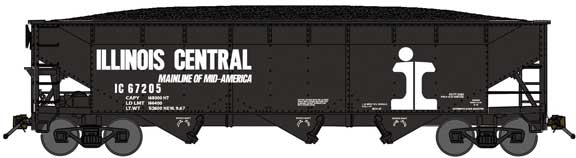 Bluford Shops N 74077 3-Bay Offset Side Hopper Illinois Central 'Split Rail Logo' IC #67297