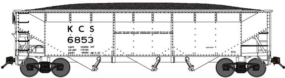 Bluford Shops N 74088 3-Bay Offset Side Hopper Kansas City Southern 'White' KCS #6874