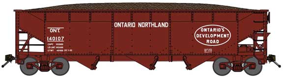 Bluford Shops N 74100 3-Bay Offset Side Hopper Ontario Northland 'Version 2' ONT #140107