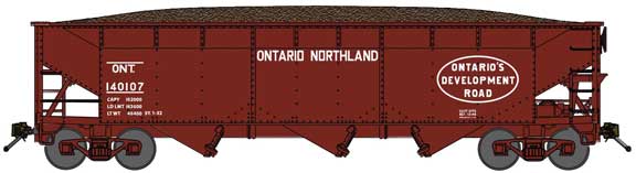 Bluford Shops N 74101 3-Bay Offset Side Hopper Ontario Northland 'Version 2' ONT #140159