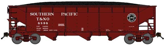 Bluford Shops N 74150 3-Bay Offset Side Hopper Southern Pacific 'Roman Billboard Lettering - black Lines Logo' T&NO #4894