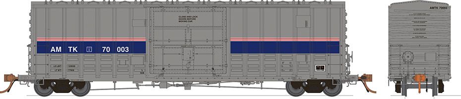 Rapido Trains Inc N 537007 PC&F B-100-40 Boxcar Amtrak Phase VI AMTK - 3-Pack