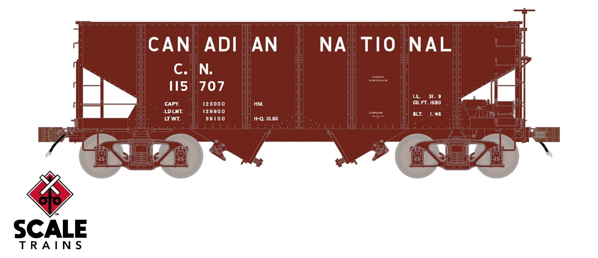 ScaleTrains Fox Valley Models HO SXT15009 USRA 55-Ton 2-Bay Open Hopper Canadian National CN #115991