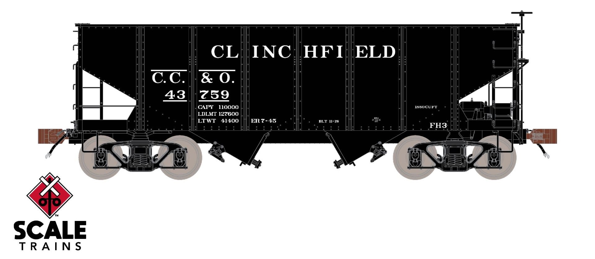 ScaleTrains Fox Valley Models HO SXT15016 USRA 55-Ton 2-Bay Open Hopper Clinchfield CC&O #44902