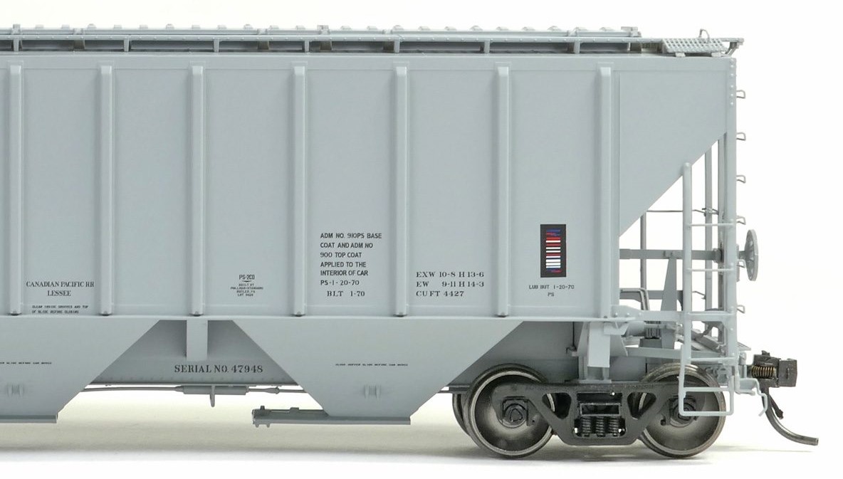 Tangent Scale Models HO 21035-03 Pullman-Standard PS-2 4427 High Side Covered Hopper Canadian Pacific 'NA Delivery 1-1970' CPAA #388162