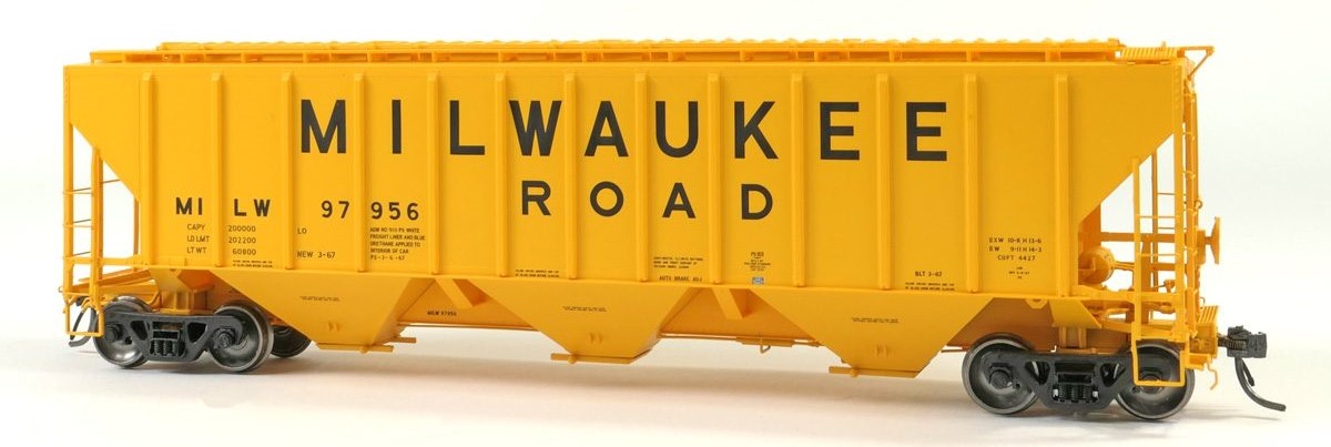 Tangent Scale Models HO 21036-04 Pullman-Standard PS-2 4427 High Side Covered Hopper Milwaukee Road 'Delivery 3-1967' MILW #97907