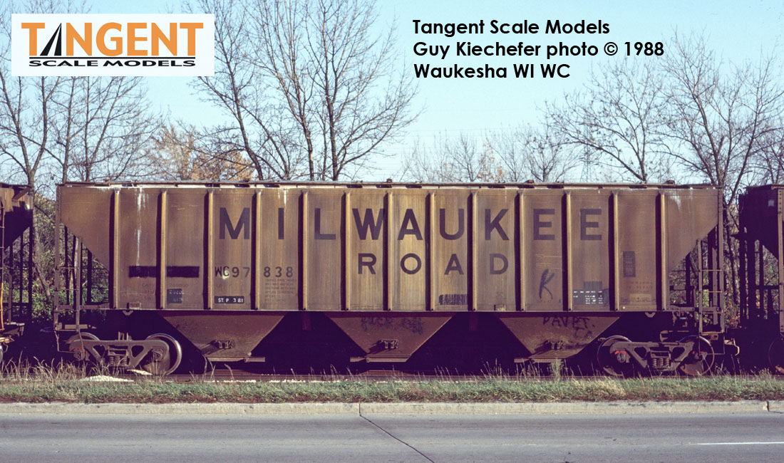 Tangent Scale Models HO 21037-01 Pullman-Standard PS-2 4427 High Side Covered Hopper Wisconsin Central 'Ex-Milwaukee Restencil 1987+' WC #97838