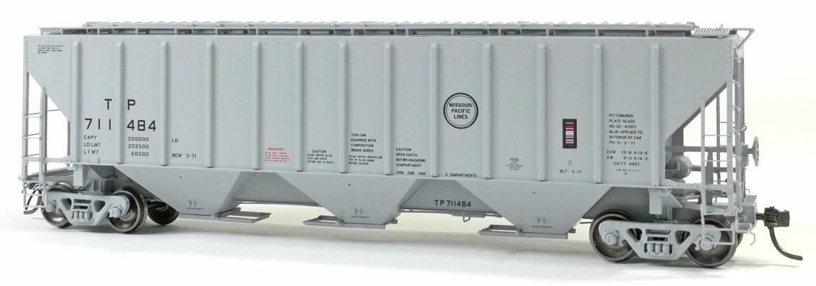 Tangent Scale Models HO 21038-04 Pullman-Standard PS-2 4427 High Side Covered Hopper Texas and Pacific 'Delivery Gray 5-1971' TP #711540