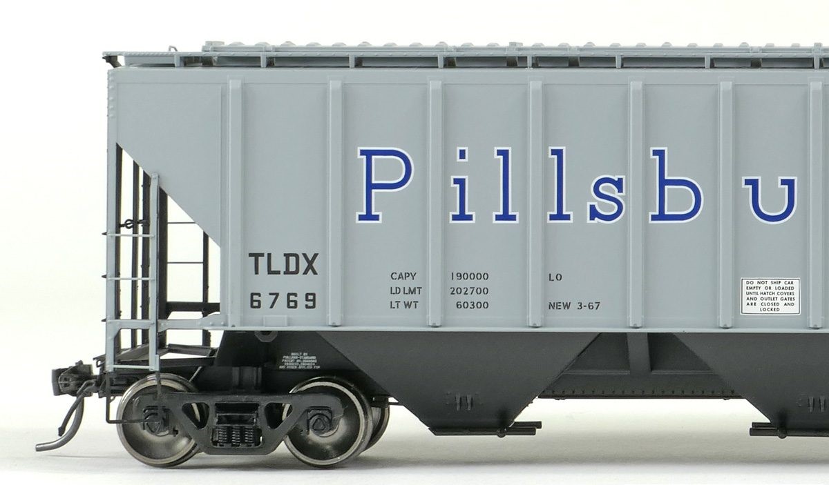 Tangent Scale Models HO 21040-01 Pullman-Standard PS-2 4427 High Side Covered Hopper TLDX 'Delivery Pillsbury 3-1967' TLDX #6757