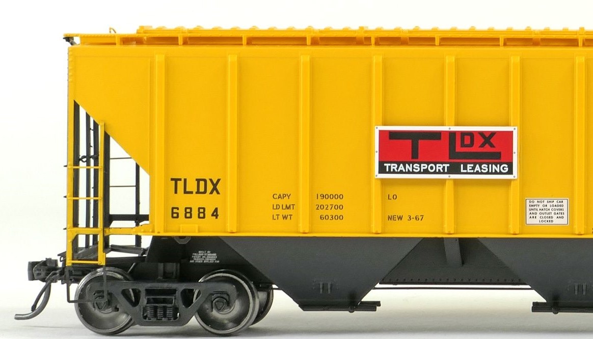 Tangent Scale Models HO 21041-01 Pullman-Standard PS-2 4427 High Side Covered Hopper TLDX 'Delivery Yellow Lease 3-1967' TLDX #6865