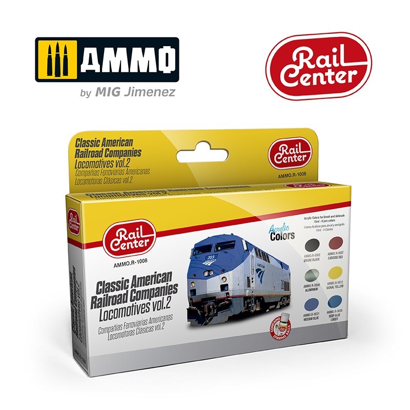 AMMO MIGR-1008 AMMO RAIL CENTER Acrylic Colors - Classic American Railroad Companies - Locomotives Vol. 2