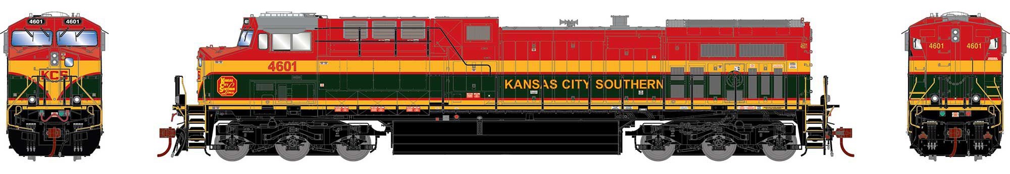 Athearn Genesis 2.0 HO ATHG31654 DCC/Tsunami 2 Sound Equipped GE AC4400CW Locomotive Kansas City Southern KCS #4601