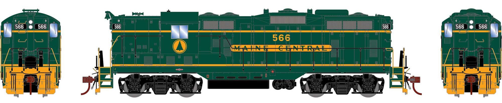 Athearn Genesis HO ATHG82718 DCC/Tsunami 2 Sound Equipped EMD GP7 Locomotive Maine Central MEC #566