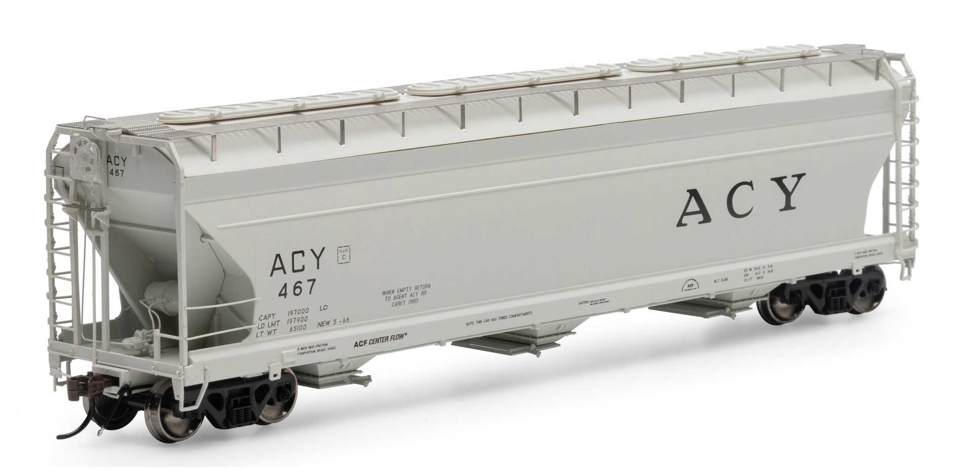 Athearn Genesis HO ATHG15427 ACF 4600 3-Bay Center Flow Hopper AC&Y #467