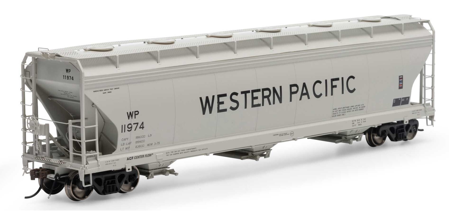 Athearn Genesis HO ATHG15440 ACF 4600 3-Bay Center Flow Hopper Western Pacific WP #11974