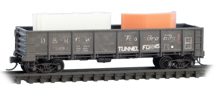 Micro Trains Line N 993 02 244 40' Drop-Bottom Gondola w/Tunnel Forms Load Denver & Rio Grande Western D&RGW 3-Pack - Foam Nest