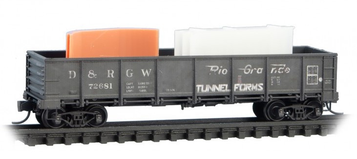 Micro Trains Line N 993 02 244 40' Drop-Bottom Gondola w/Tunnel Forms Load Denver & Rio Grande Western D&RGW 3-Pack - Foam Nest