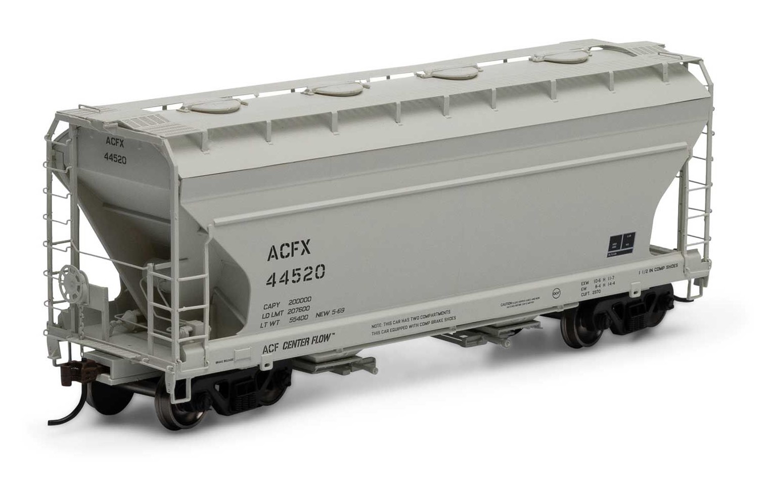 Athearn HO ATH81057 ACF 2970 2-Bay Covered Hopper ACFX #44520