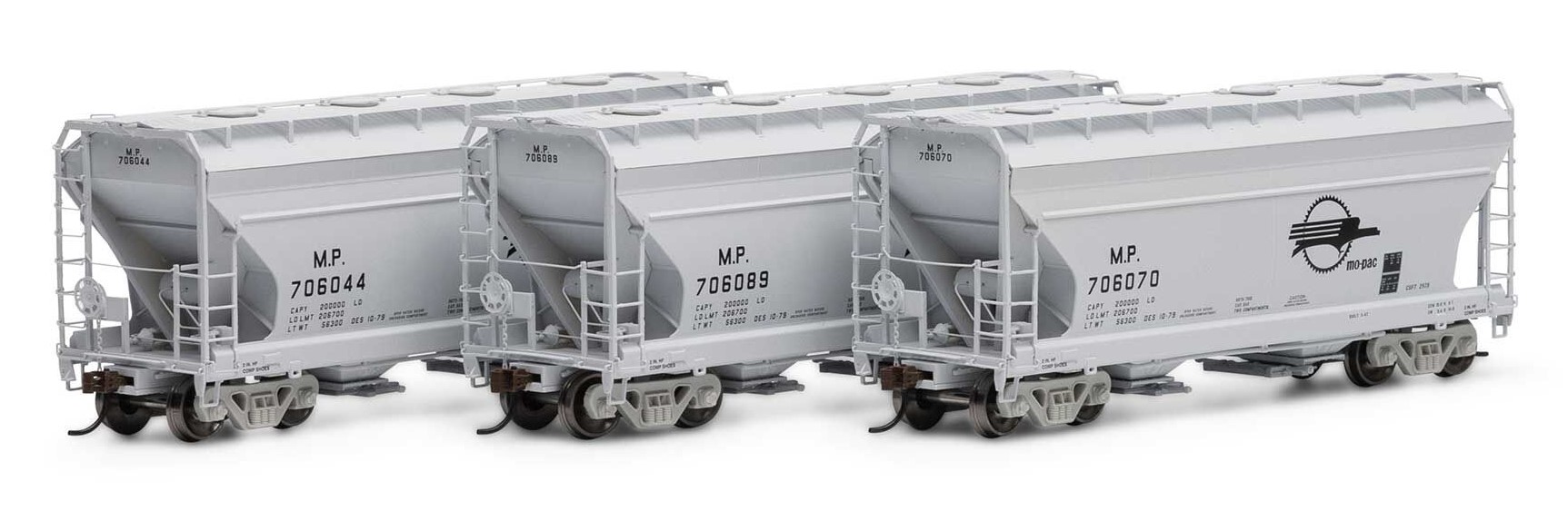 Athearn HO ATH81070 ACF 2970 2-Bay Covered Hopper mo-pac MP 3-Pack