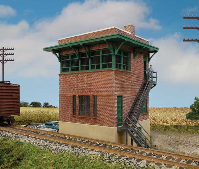 Walthers Cornerstone HO 933-3554 Pennsylvania Railroad Brick Interlocking Tower w/Flat Roof - Kit