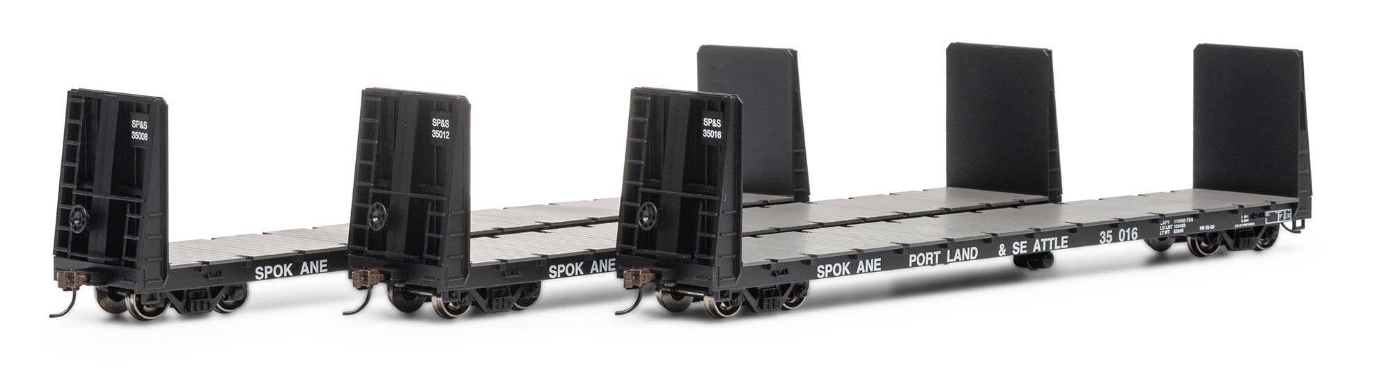 Athearn HO ATH17238 60' Bulkhead Flat Car Spokane, Portland & Seattle SP&S 3-Pack