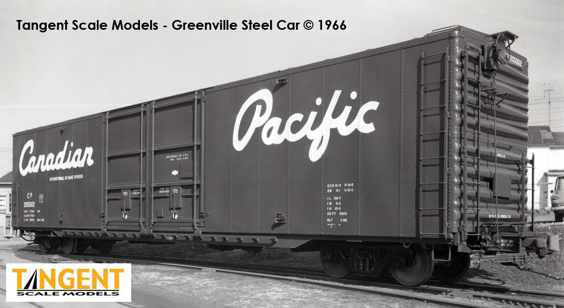 Tangent Scale Models HO 33010-03 Greenville 6,000CuFt 60' Double Door Box Car Canadian Pacific 'Delivery Red 3-1966' CP #205008