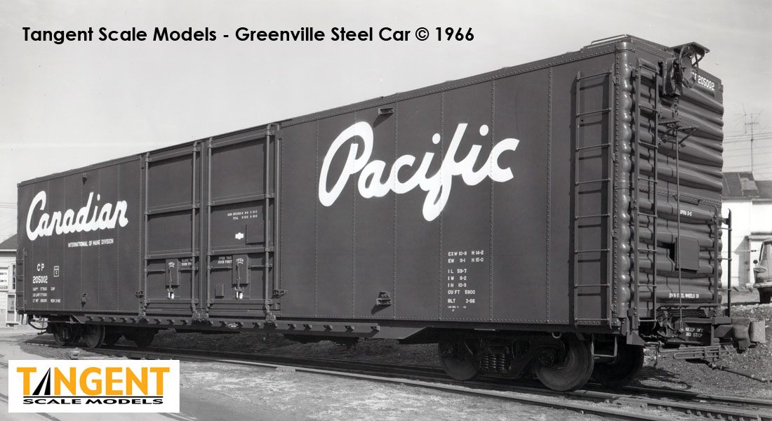 Tangent Scale Models HO 33010-07 Greenville 6,000CuFt 60' Double Door Box Car Canadian Pacific 'Delivery Red 3-1966' CP #205023