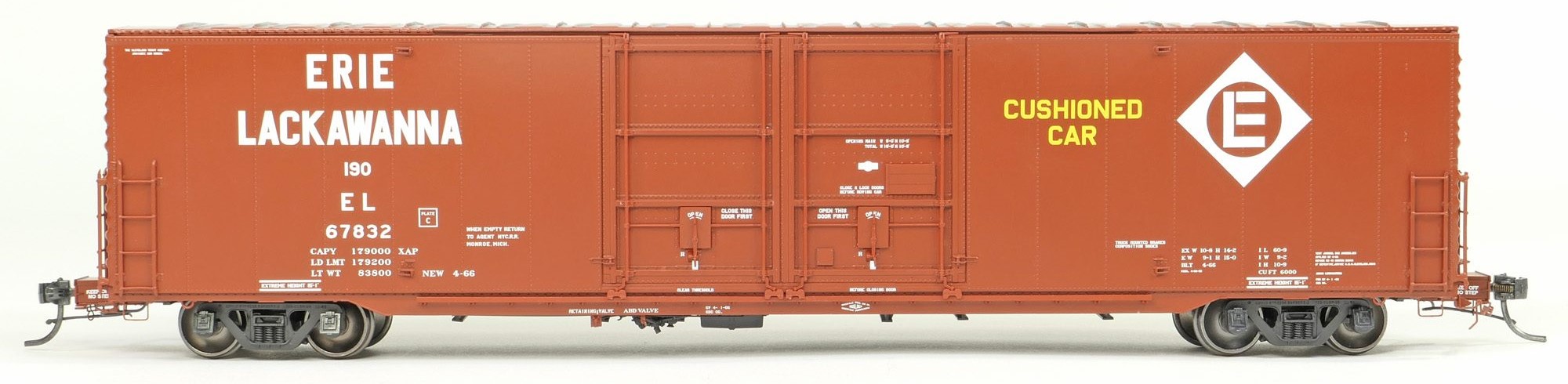 Tangent Scale Models HO 33012-01 Greenville 6,000CuFt 60' Double Door Box Car Erie Lackawanna 'Delivery Red 1966' EL #67825