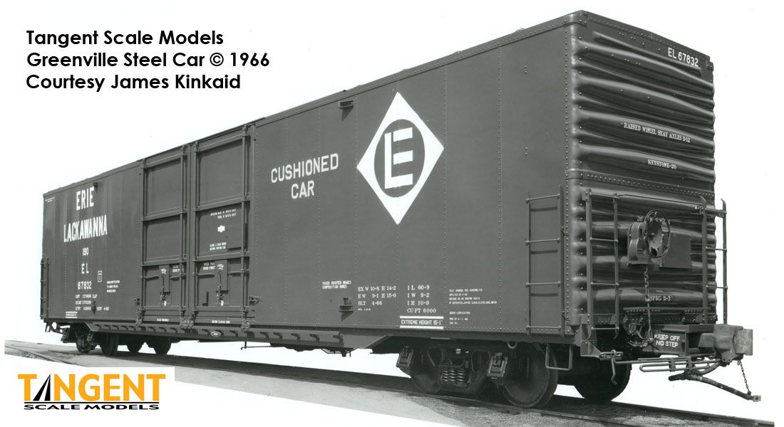 Tangent Scale Models HO 33012-03 Greenville 6,000CuFt 60' Double Door Box Car Erie Lackawanna 'Delivery Red 1966' EL #67828