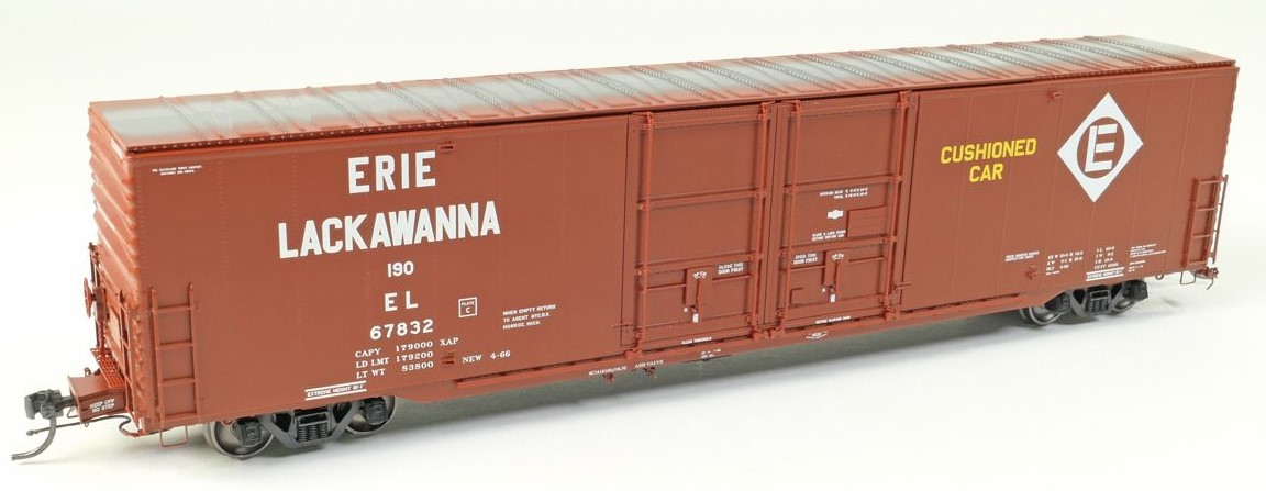 Tangent Scale Models HO 33012-06 Greenville 6,000CuFt 60' Double Door Box Car Erie Lackawanna 'Delivery Red 1966' EL #67835