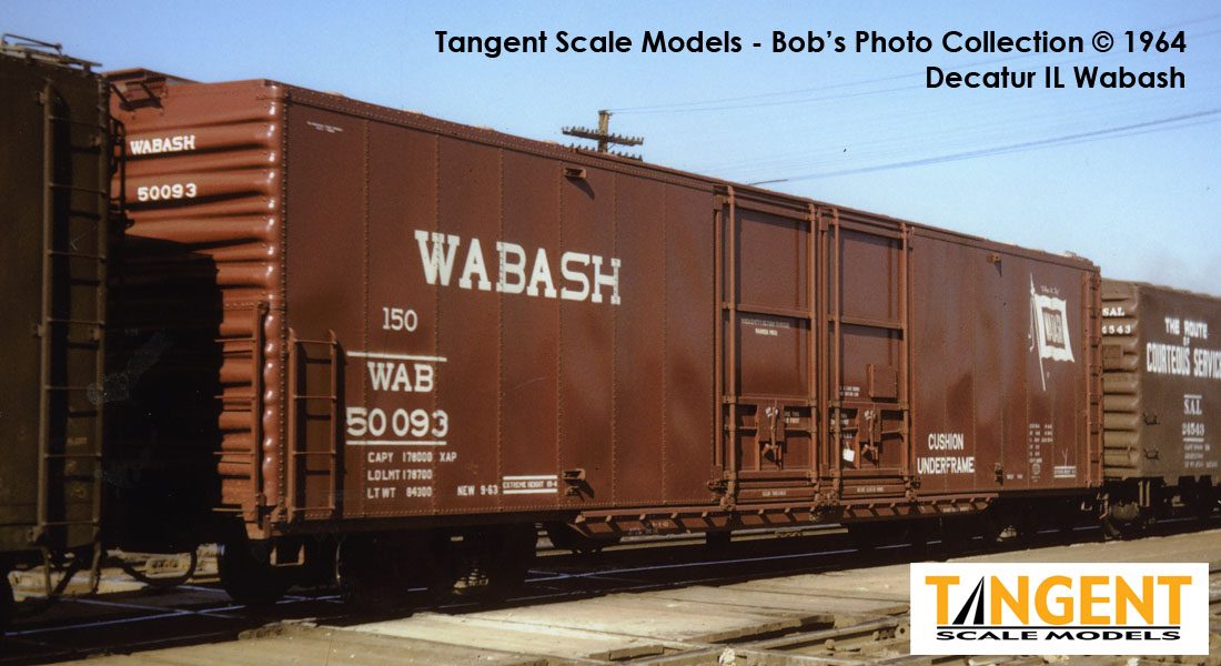 Tangent Scale Models HO 33013-03 Greenville 6,000CuFt 60' Double Door Box Car Wabash 'Delivery Red 9-1963' WAB #50085
