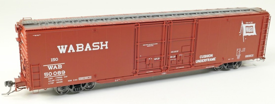 Tangent Scale Models HO 33013-04 Greenville 6,000CuFt 60' Double Door Box Car Wabash 'Delivery Red 9-1963' WAB #50089
