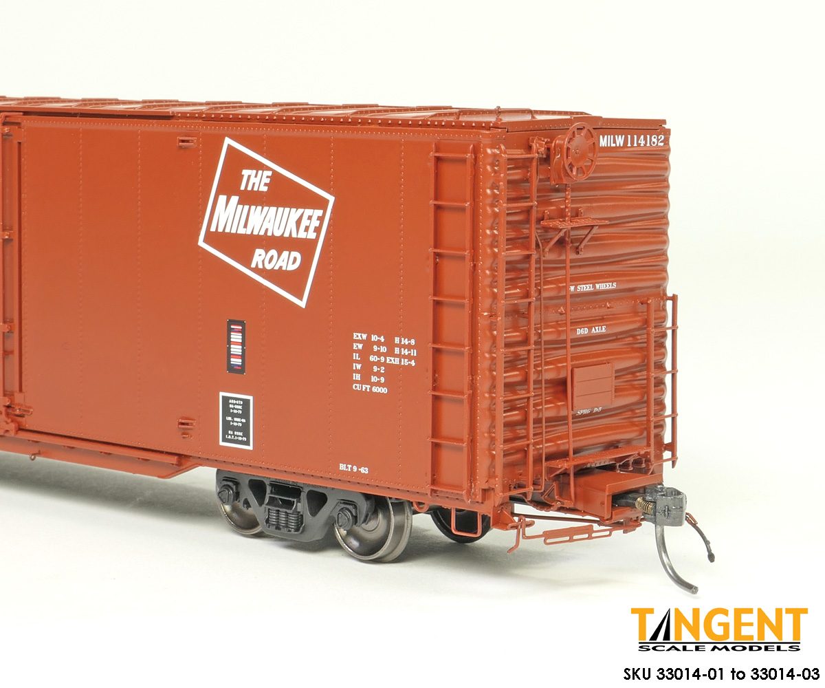Tangent Scale Models HO 33014-02 Greenville 6,000CuFt 60' Double Door Box Car Milwaukee Road 'Red Repaint 1973+' MILW #114180