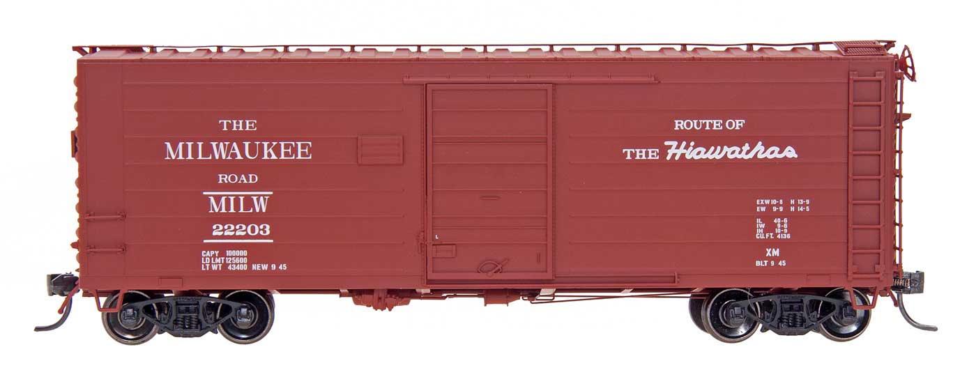 Intermountain HO 48503-14 40' Milwaukee Road Rib Side Boxcar 'Hiawatha - Original Door' MILW #22370
