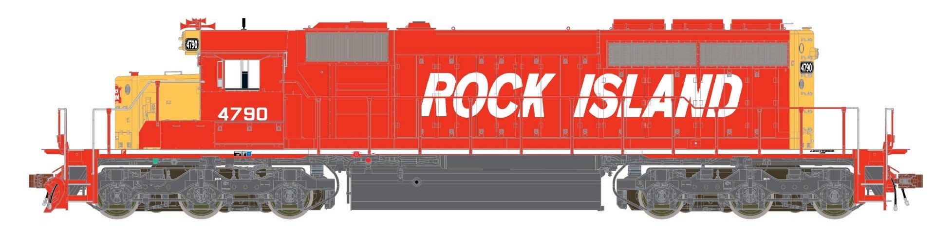 ScaleTrains Rivet Counter HO SXT38826 DCC Ready EMD SD40-2 Locomotive Rock Island 'Red & Yellow' RI #4799