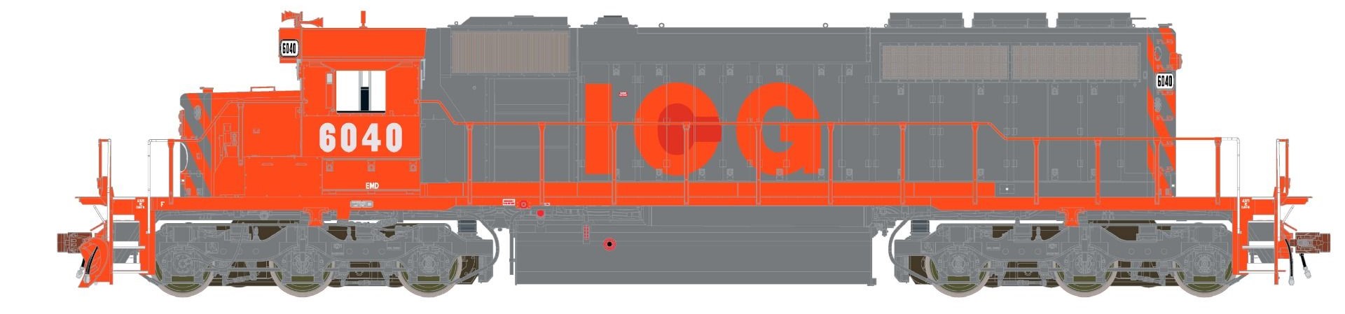 ScaleTrains Rivet Counter HO SXT39037 DCC/ESU Loksound 5 Equipped EMD SD40-2 Locomotive EMD 'ex-ICG Orange & Gray Patch' EMD #6040