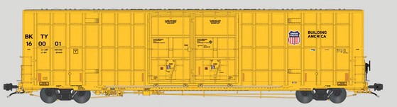 Aurora Miniatures HO 306028 Greenbrier 7550 cf 60’ Plate F Boxcar '1st Run Union Pacific Yellow' BKTY #160019