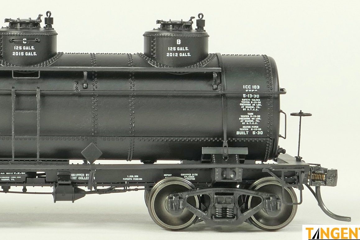 Tangent Scale Models HO 11513-10 General American 1928-Design 6000 Gallon 3-Compartment Tank Car Standard Tank Car Company 'Black Lease' 1930+ STCX #9236