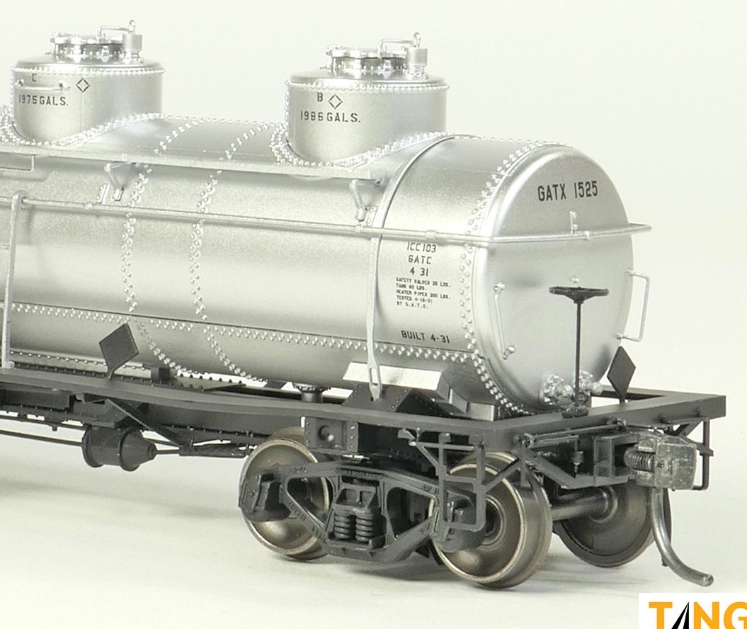 Tangent Scale Models HO 11524-01 General American 1928-Design 6000 Gallon 3-Compartment Tank Car GATX 'Silver Lease 1958+' GATX #1525