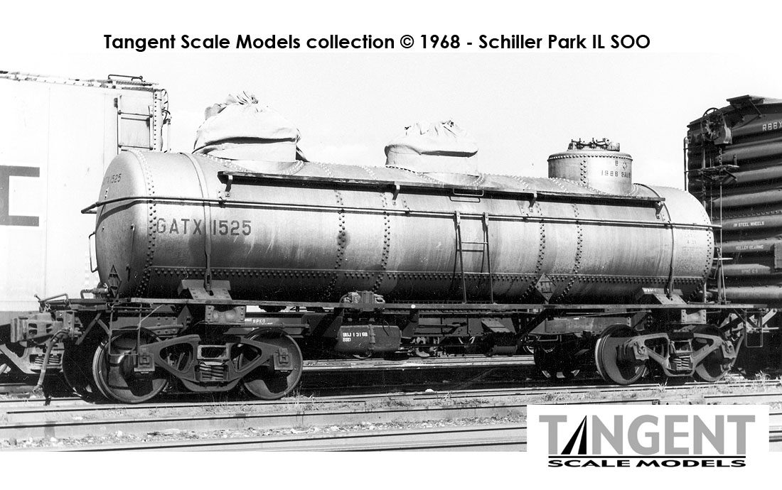 Tangent Scale Models HO 11524-01 General American 1928-Design 6000 Gallon 3-Compartment Tank Car GATX 'Silver Lease 1958+' GATX #1525