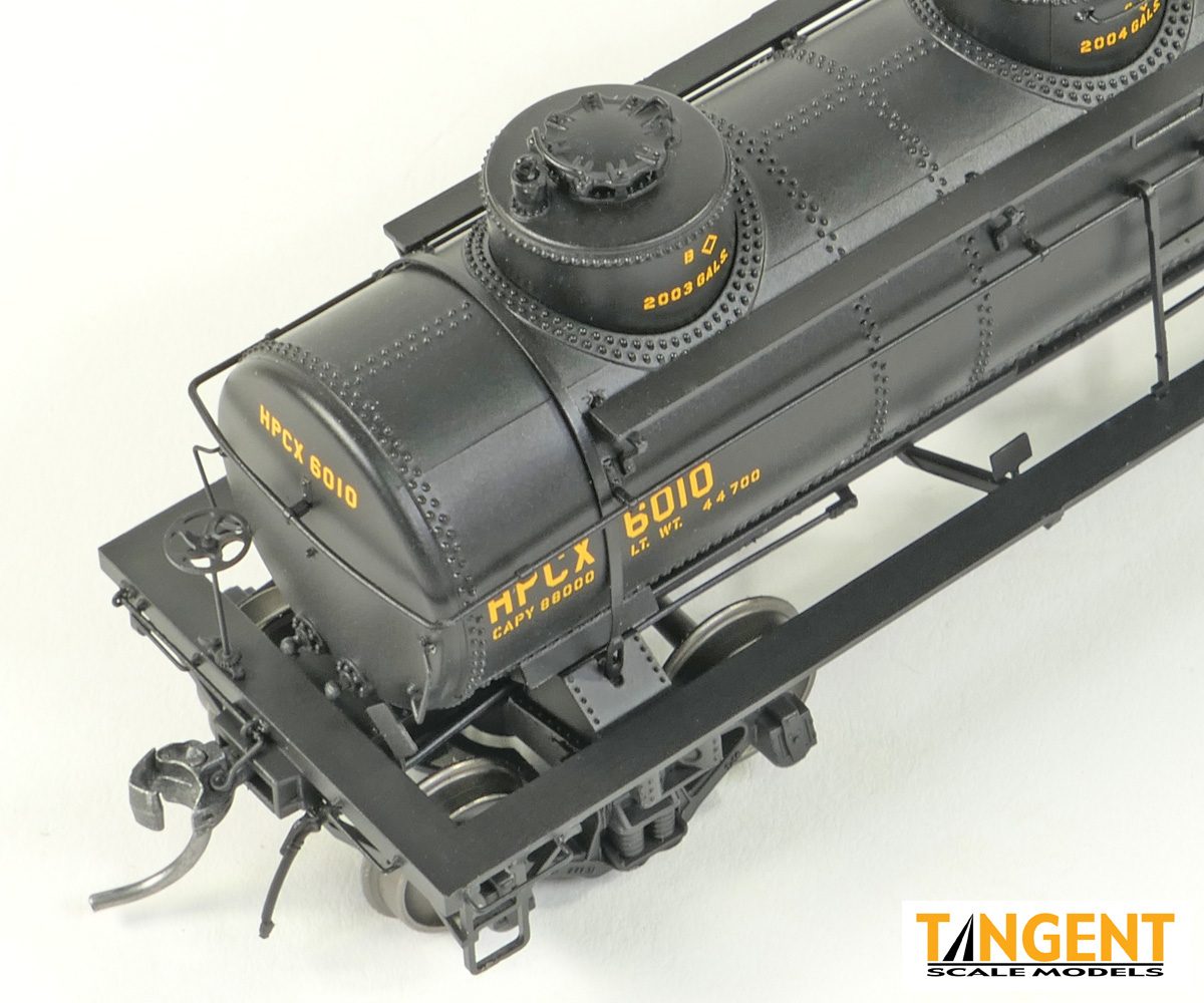 Tangent Scale Models HO 11526-01 General American 1928-Design 6000 Gallon 3-Compartment Tank Car 'Hercules Powder Company Black Lease 1970+' HPCX #6010